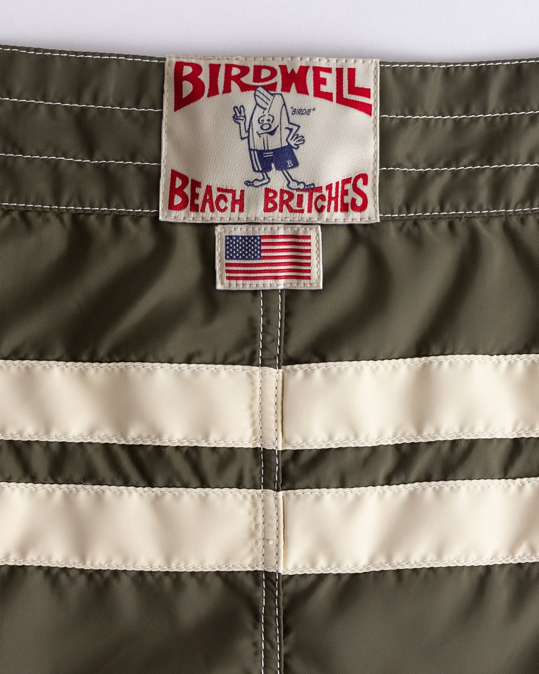 300 Comp Stripe Boardshorts in Dark Olive/Bone