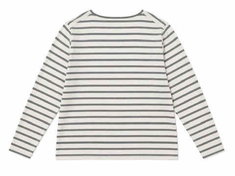 Boatneck Sweater in Heather Grey/White Stripe