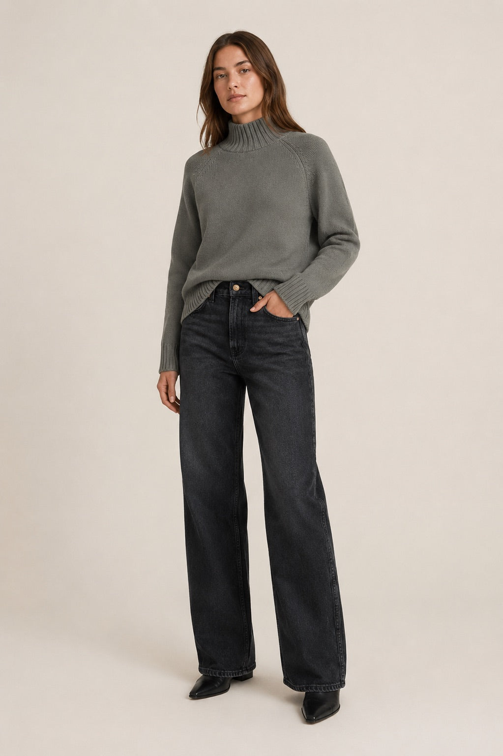 Mock Neck Sweater in Cedar Green