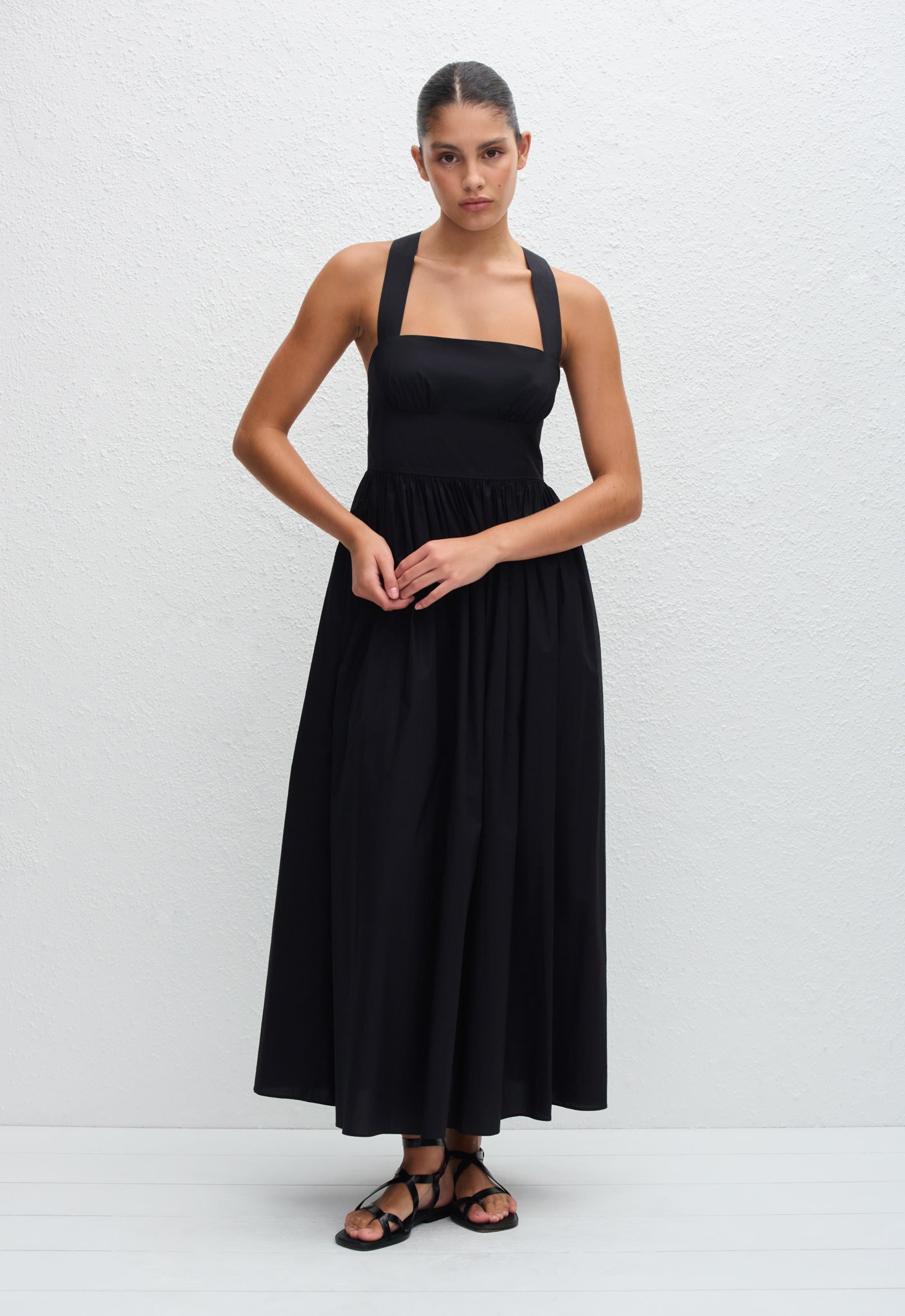 Crossback Midi Dress in Black