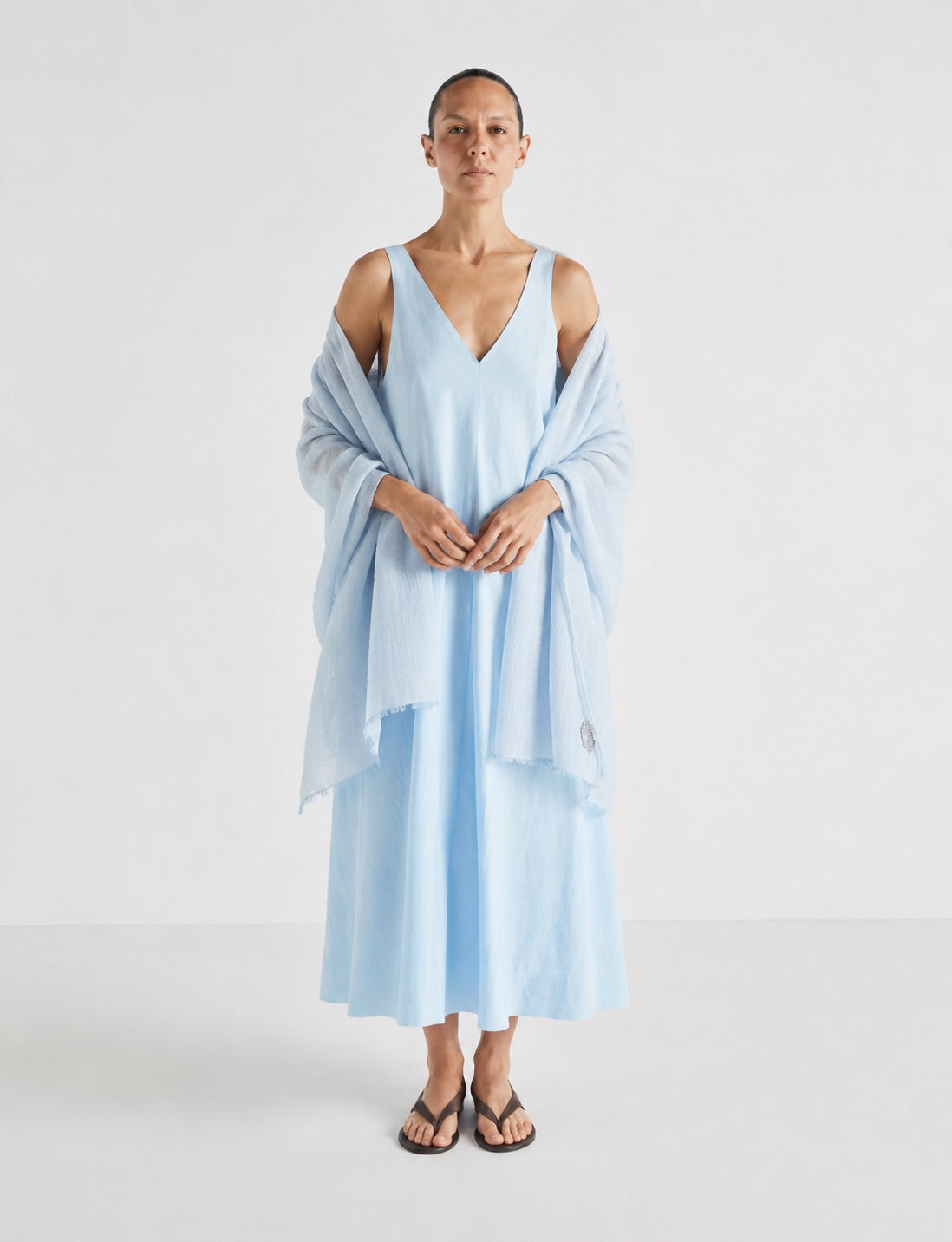 Light Weight Cashmere Scarf 601 in Light Blue