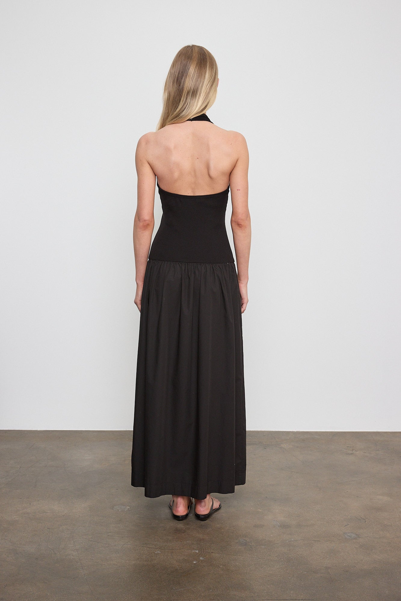 Cotton Halter Dress in Black