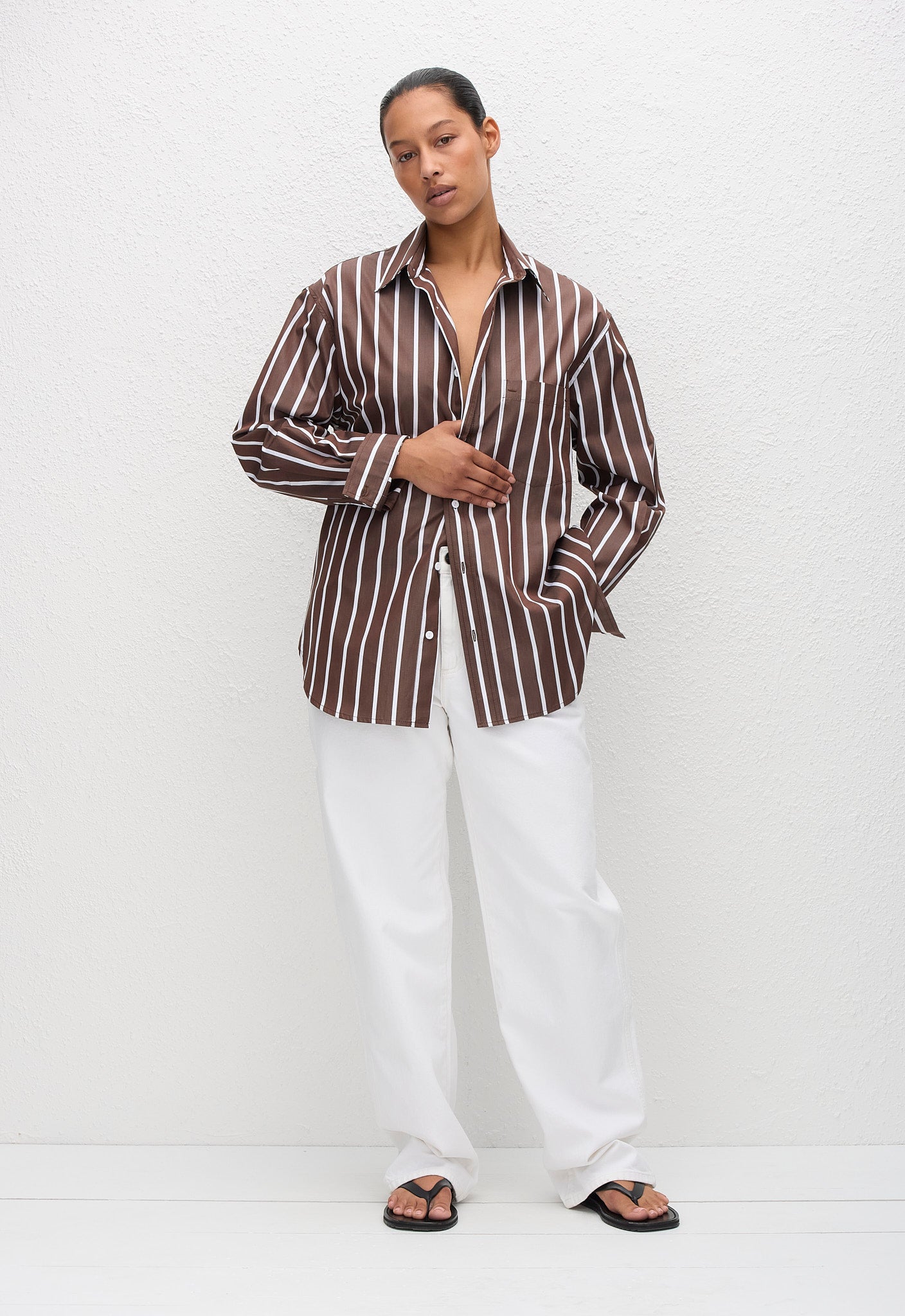 Classic Shirt in Chocolate Stripe