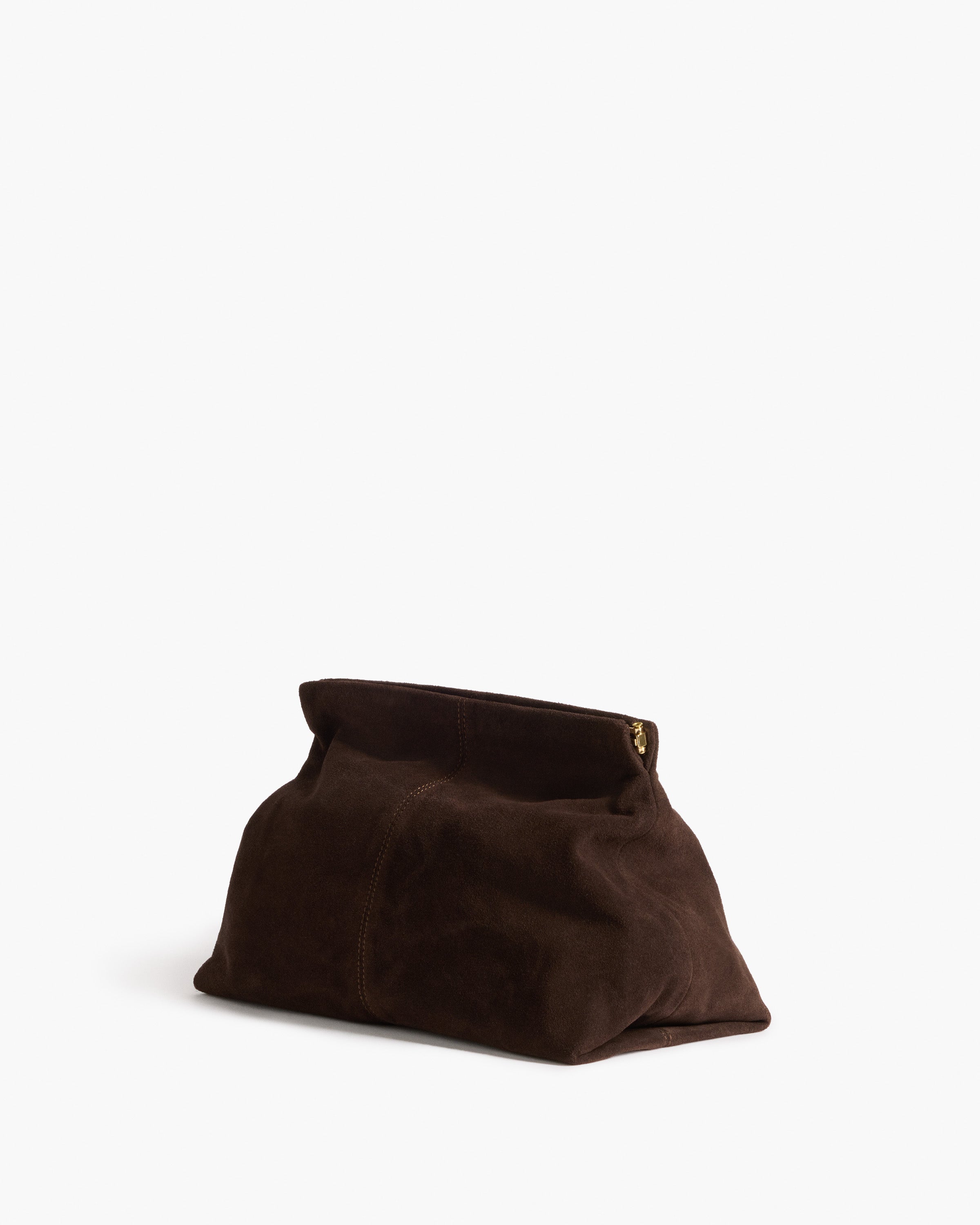 Clay Clutch in Chocolate Suede
