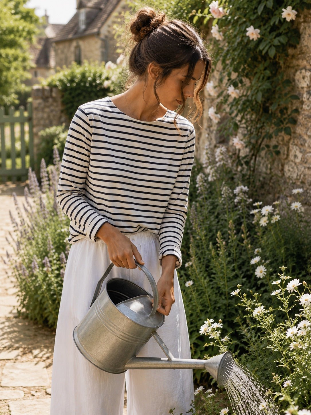 The Modern Long Sleeve in Cream/Navy