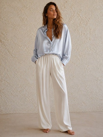 Chantal Relaxed Popover with Shirring in Whisper