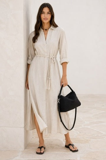 Hollie Linen Dress in Winds