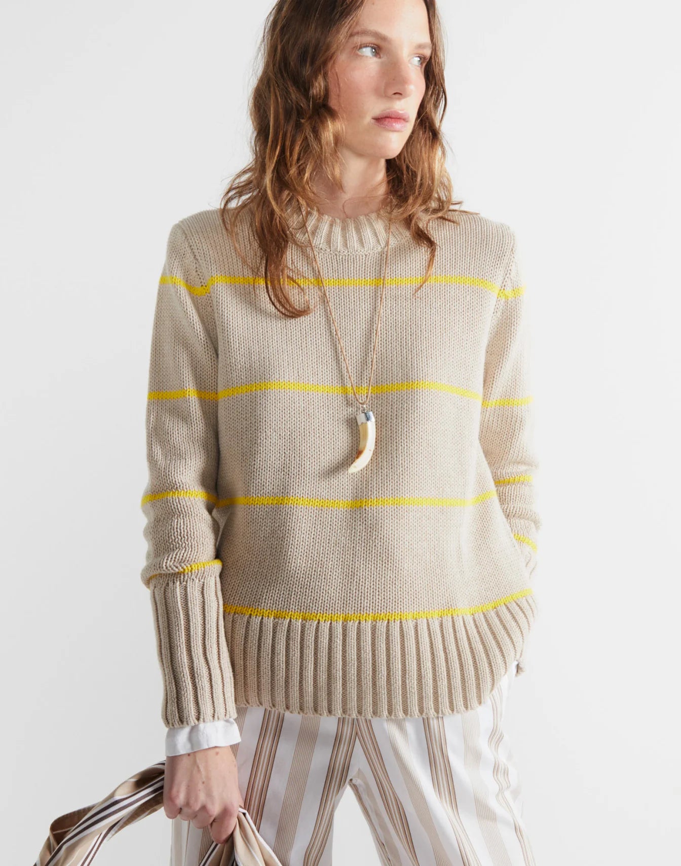 The Tatum in Khaki/Yellow Ministripe