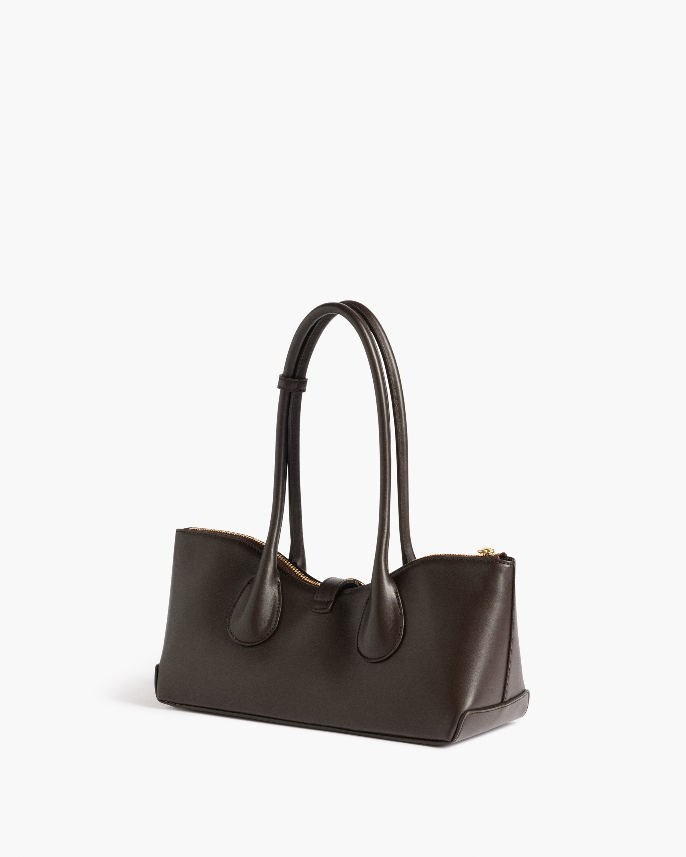 Gaia Ornament Shoulder Bag in Chocolate Leather