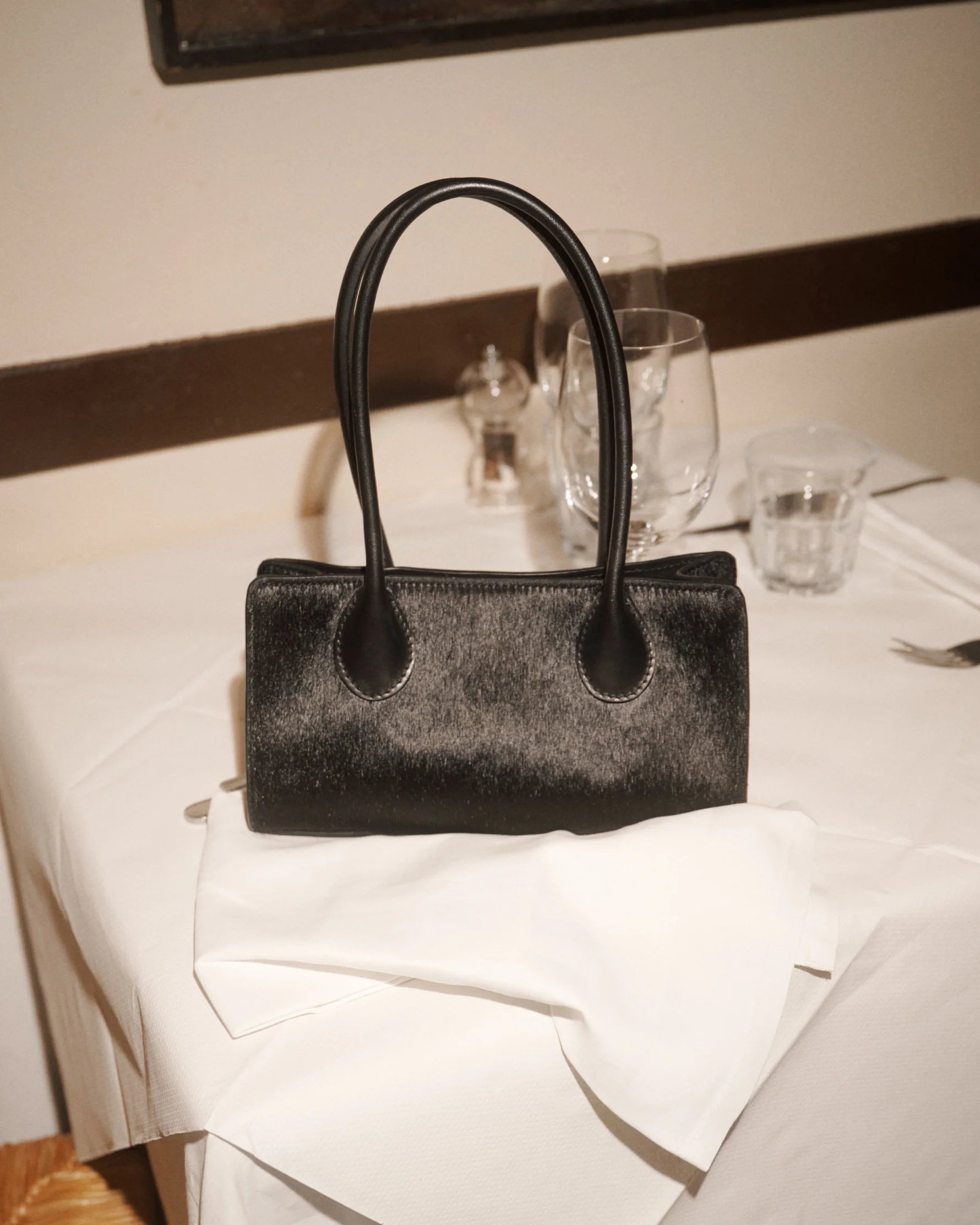 The Lou Bag in Black Calf Hair