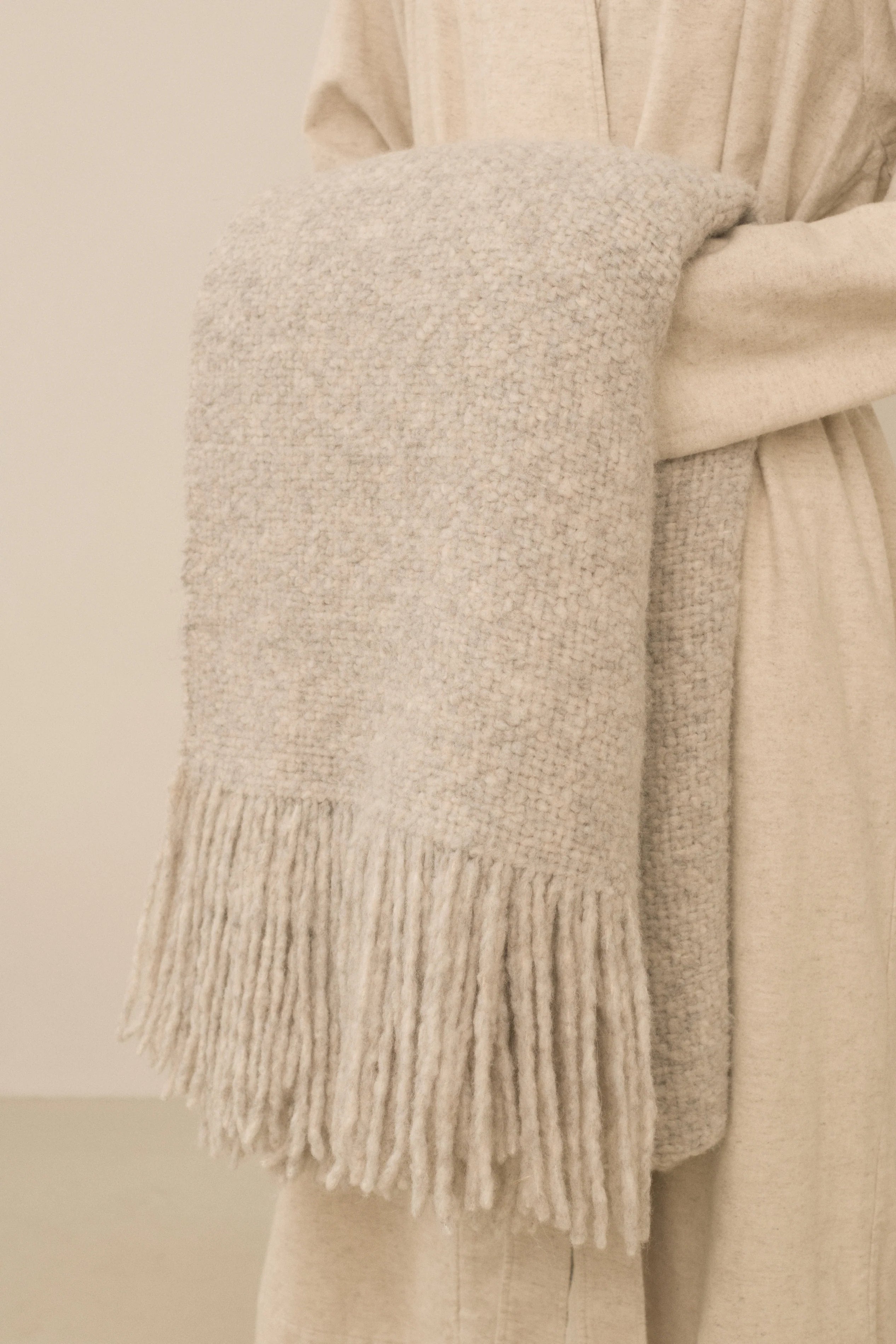 Handwoven Brushed Blanket in Pebble