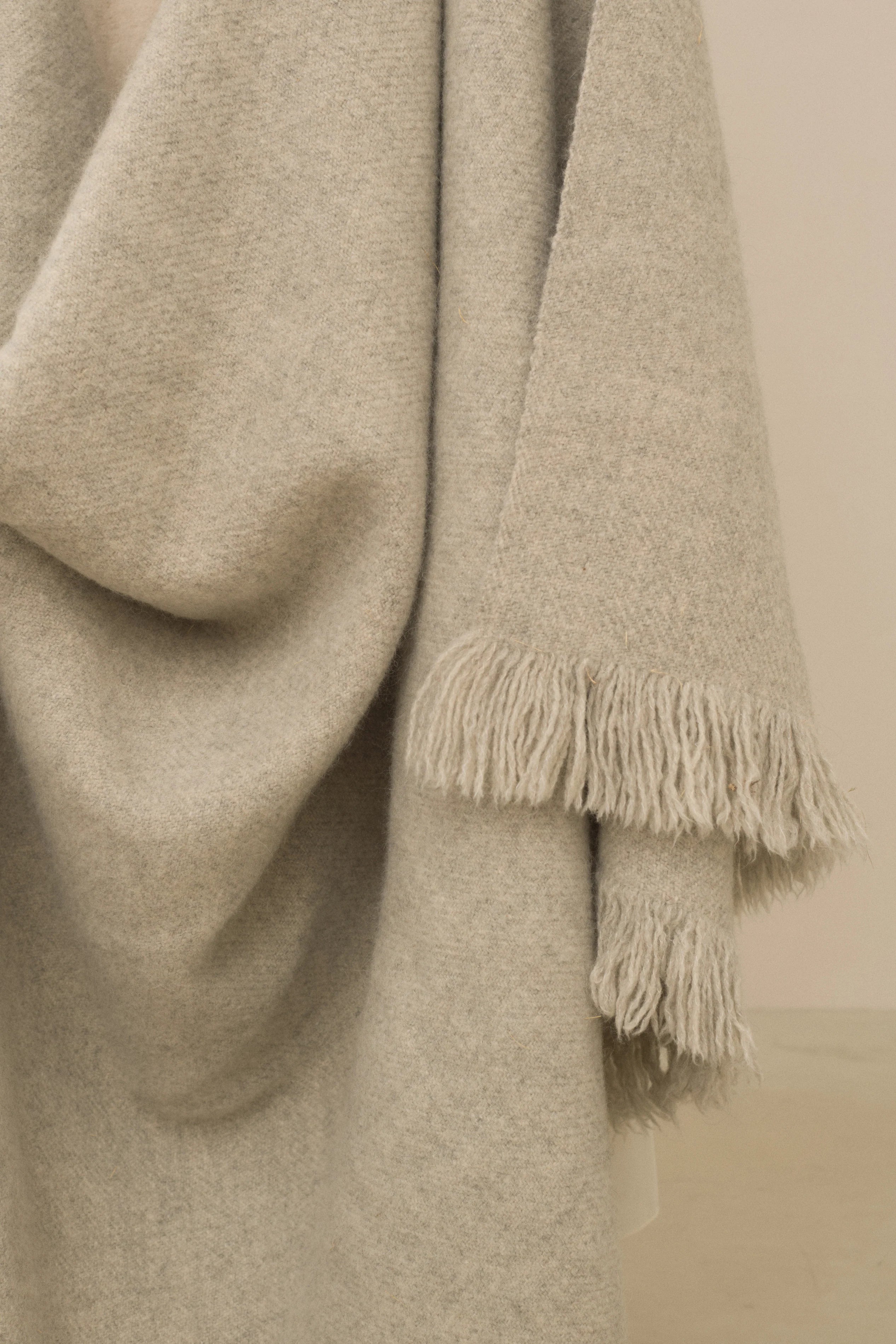 Handwoven Brushed Blanket in Pebble