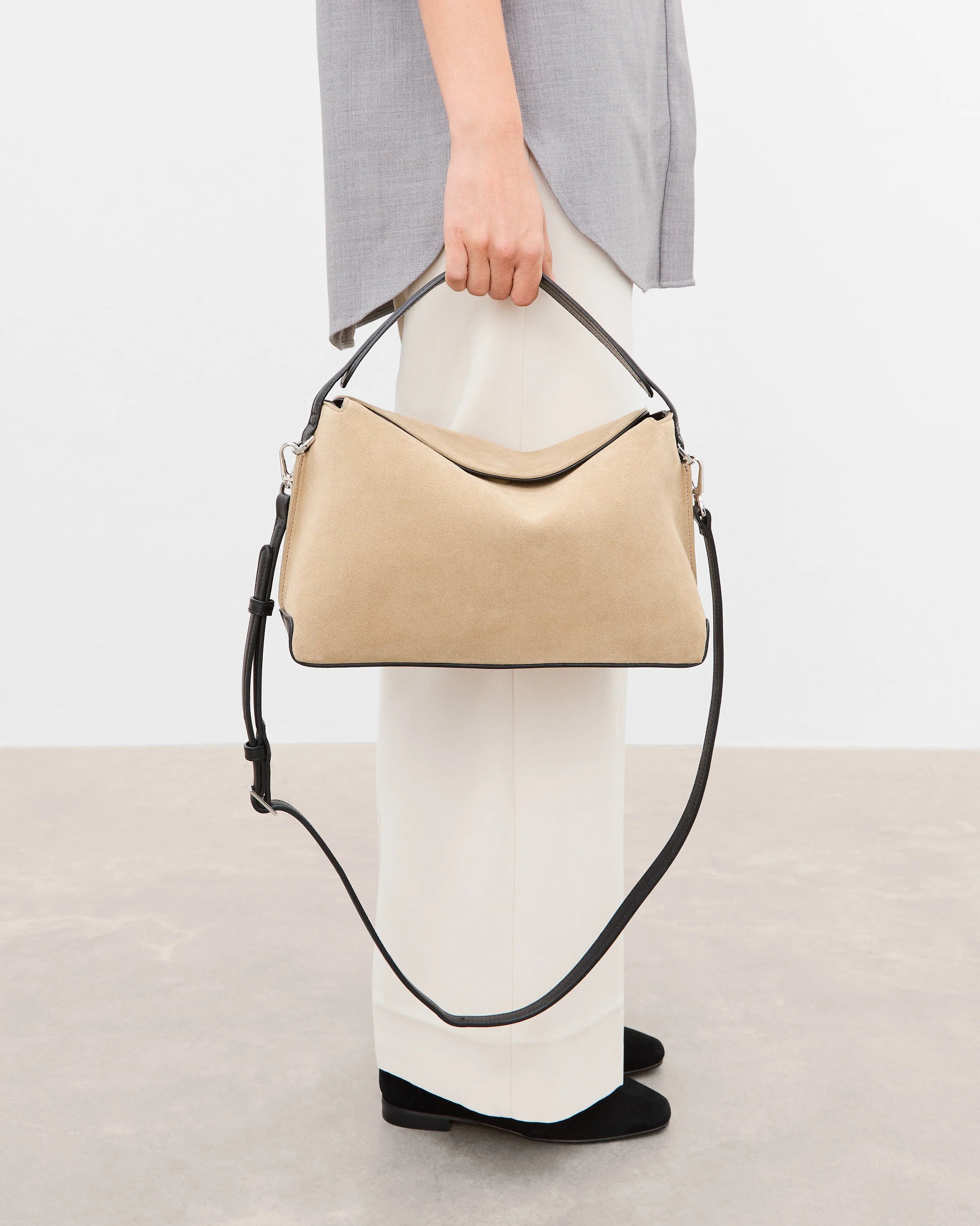 Helia Handbag in Sand Suede