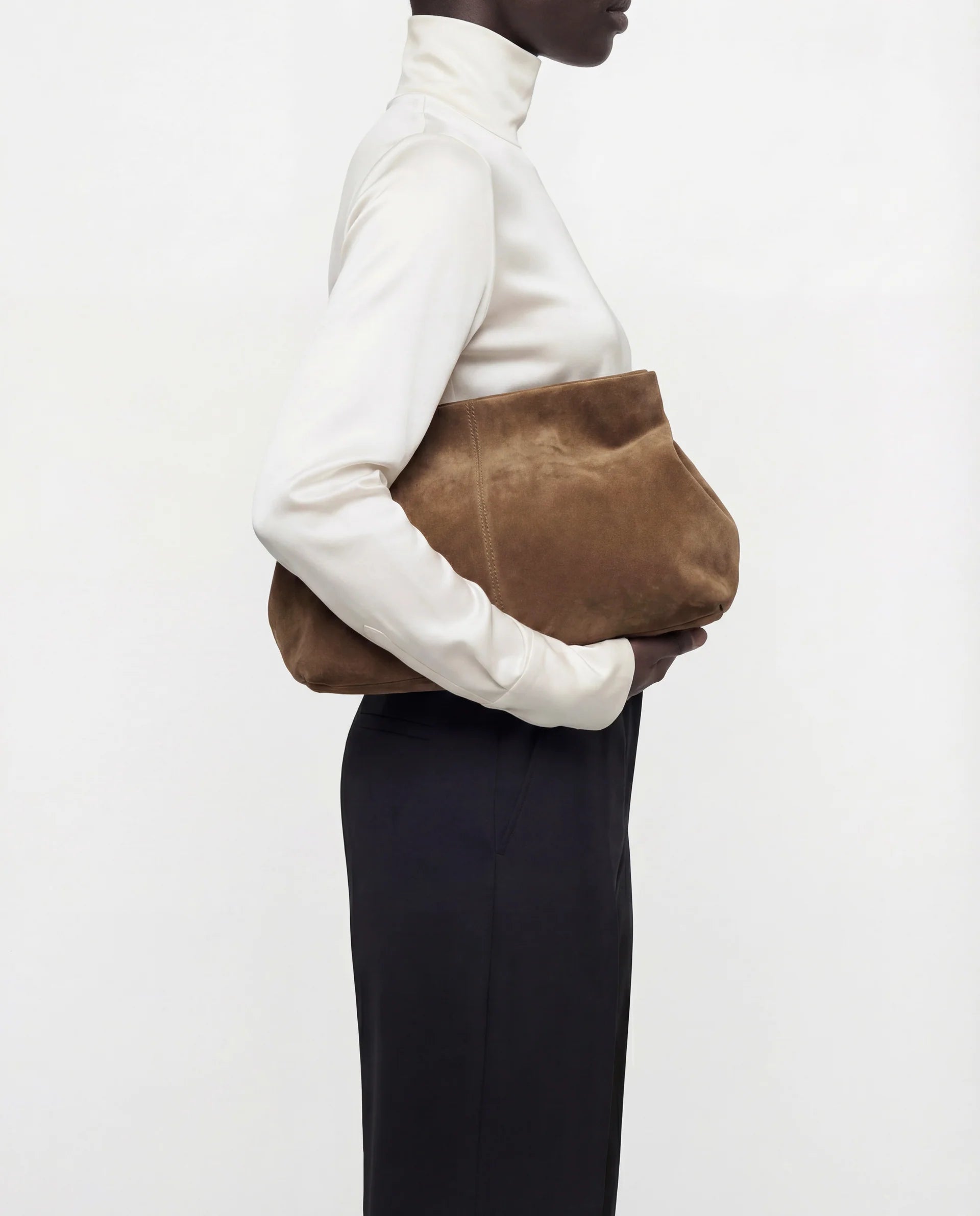 Clay Clutch in Wet Sand Suede