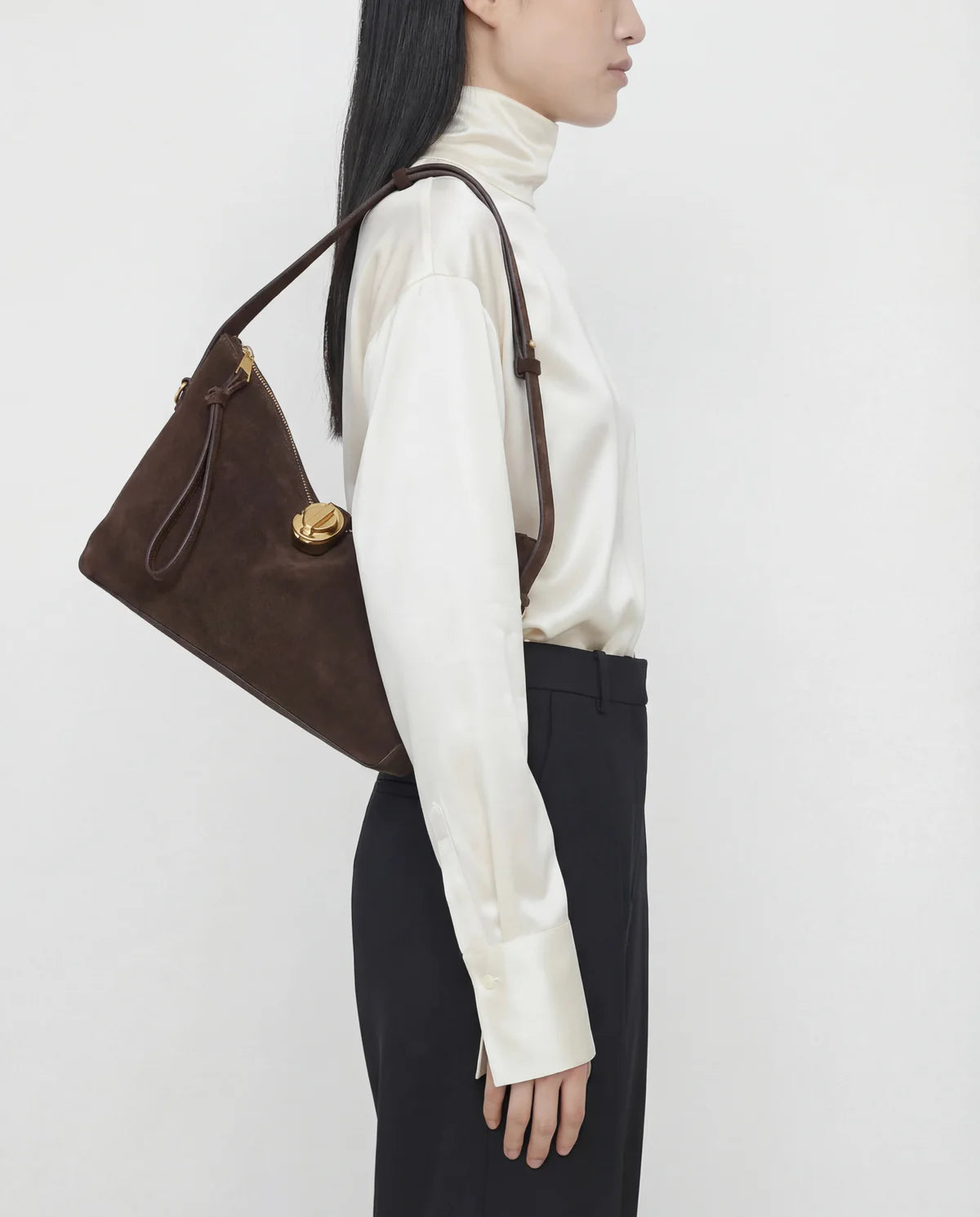 Gaia Ornament Handbag in Chocolate Suede