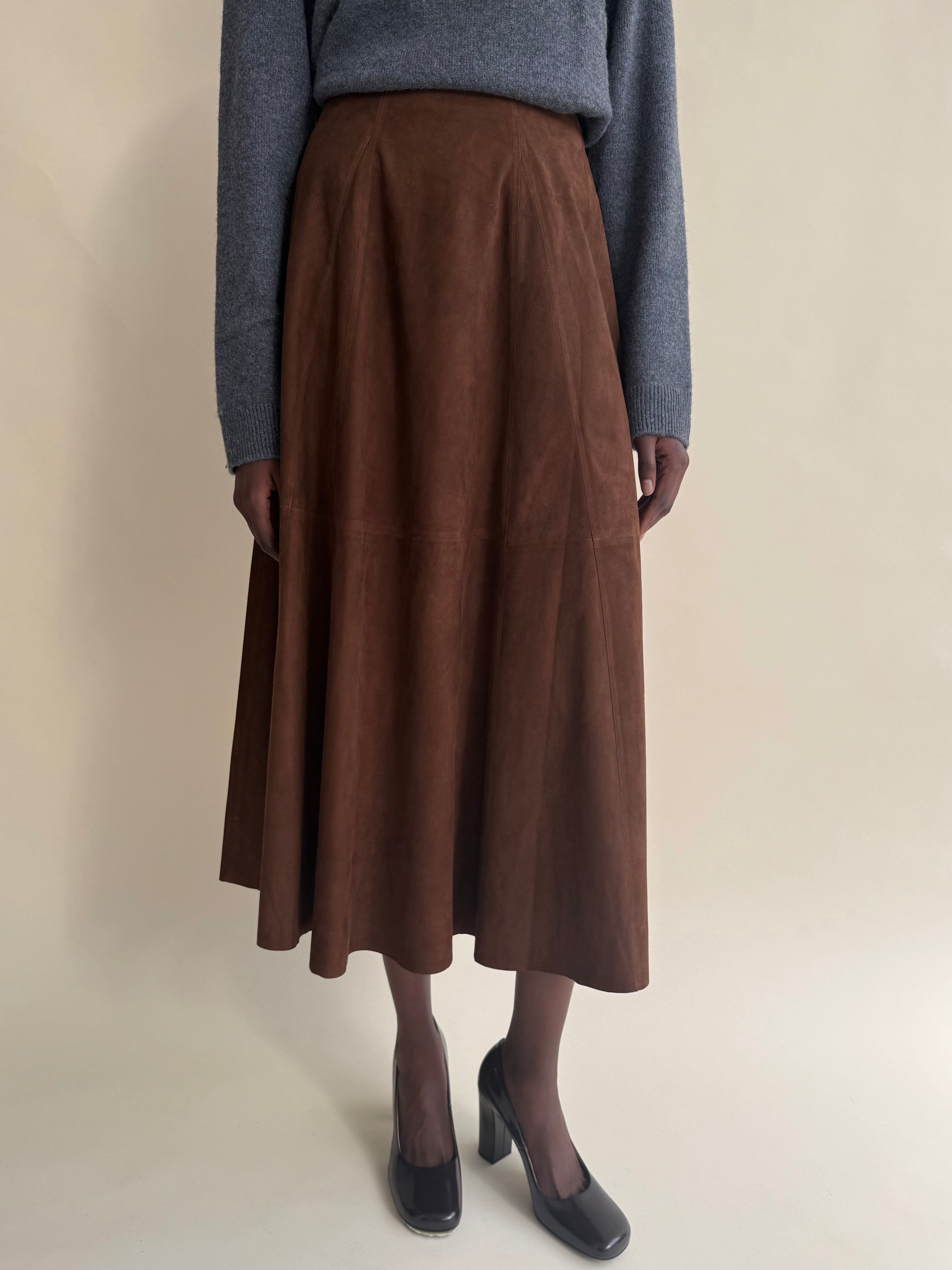 ELENI | Lamb Paper Skirt in Mud Brown