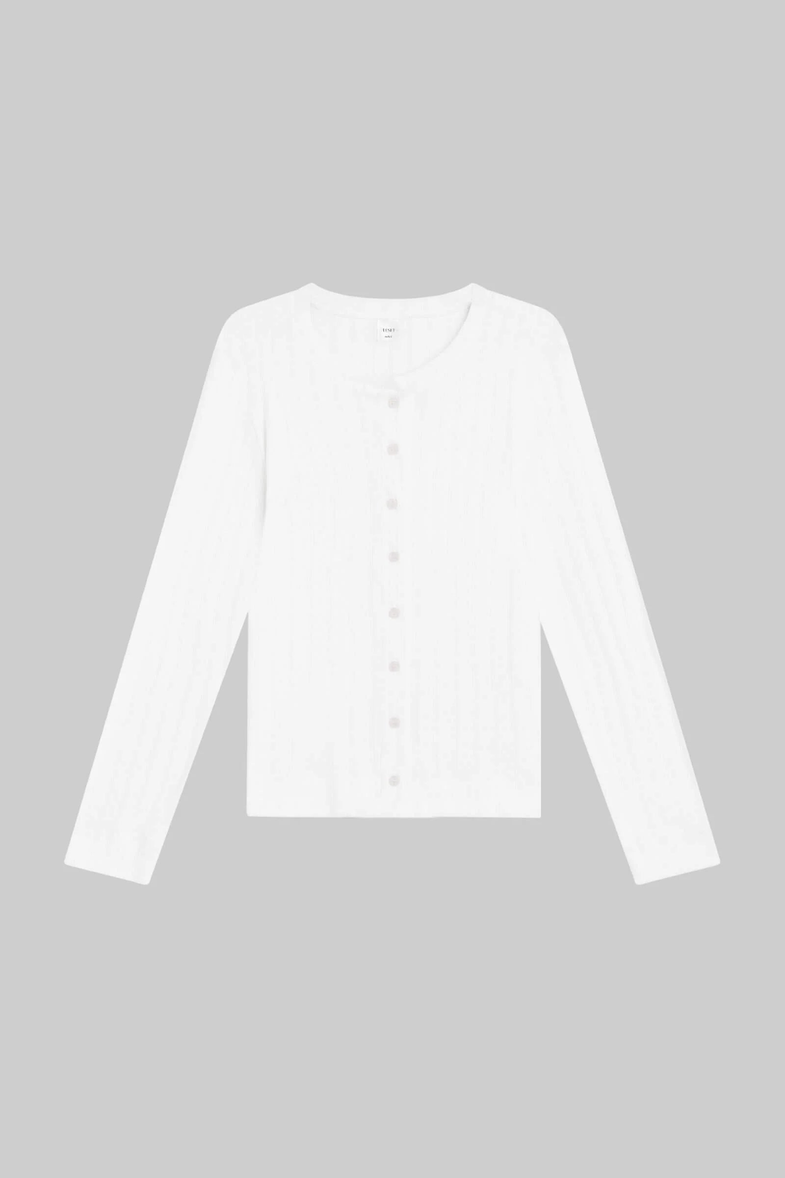 Pointelle Crop Cardigan in White