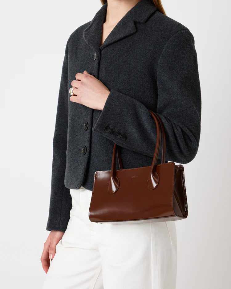 The Lou Bag in Brown Patent Leather