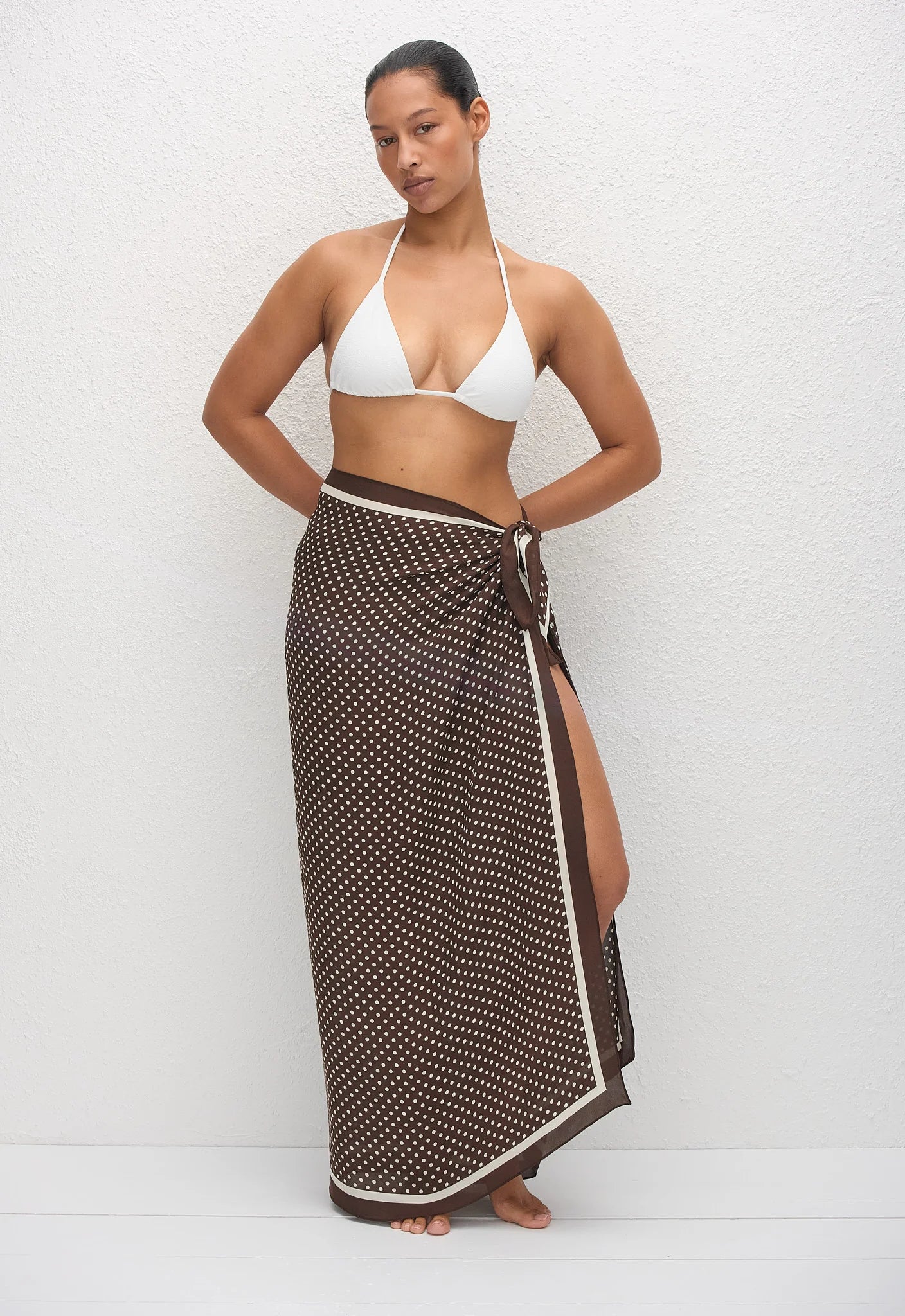 Silk Sarong in Chocolate Polka Dot