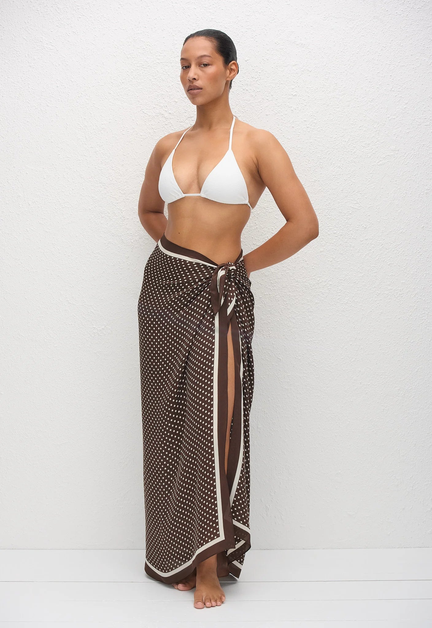 Silk Sarong in Chocolate Polka Dot