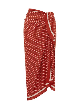 Silk Sarong in Tomato Polka Dot