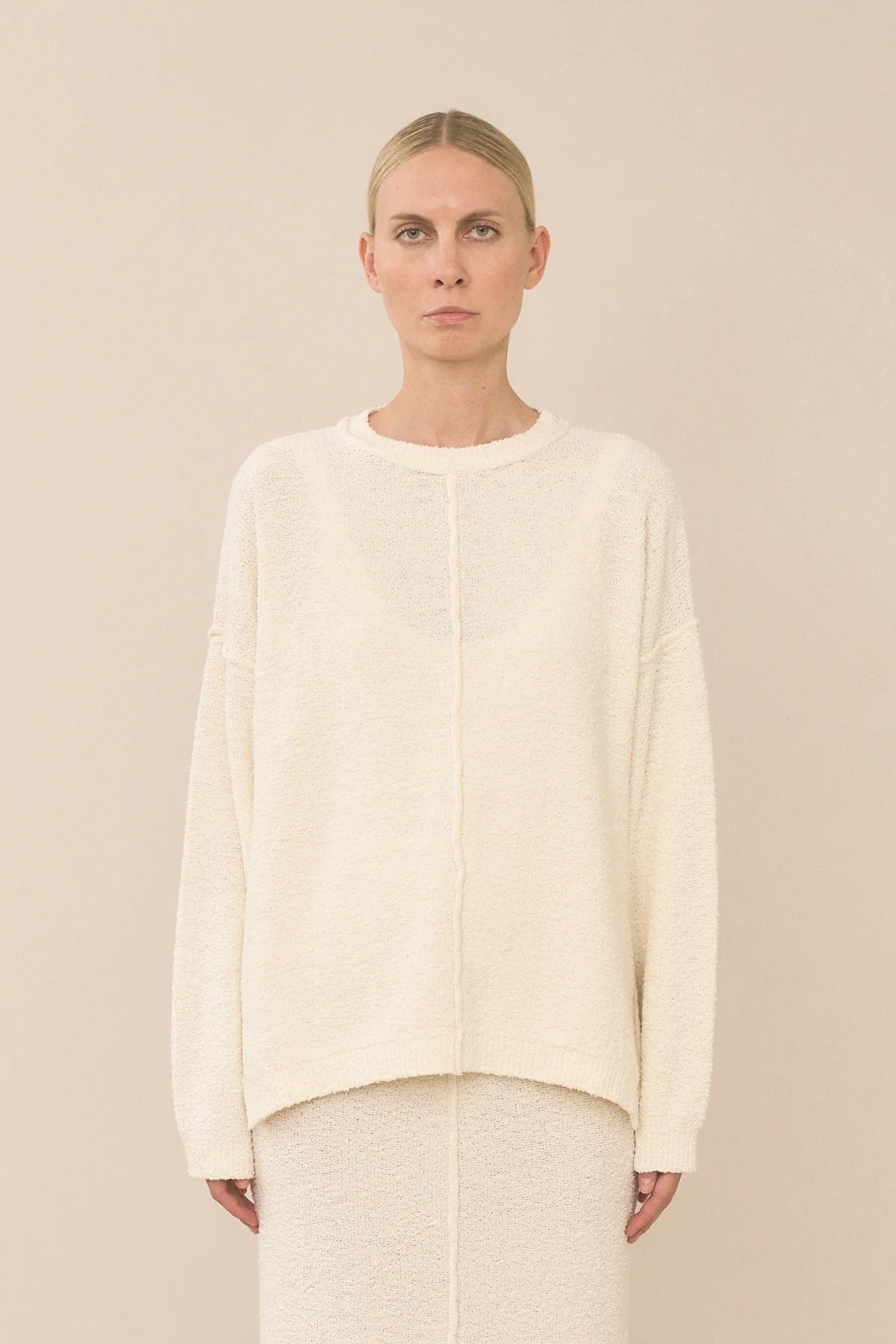 Boucle Crew Neck in White