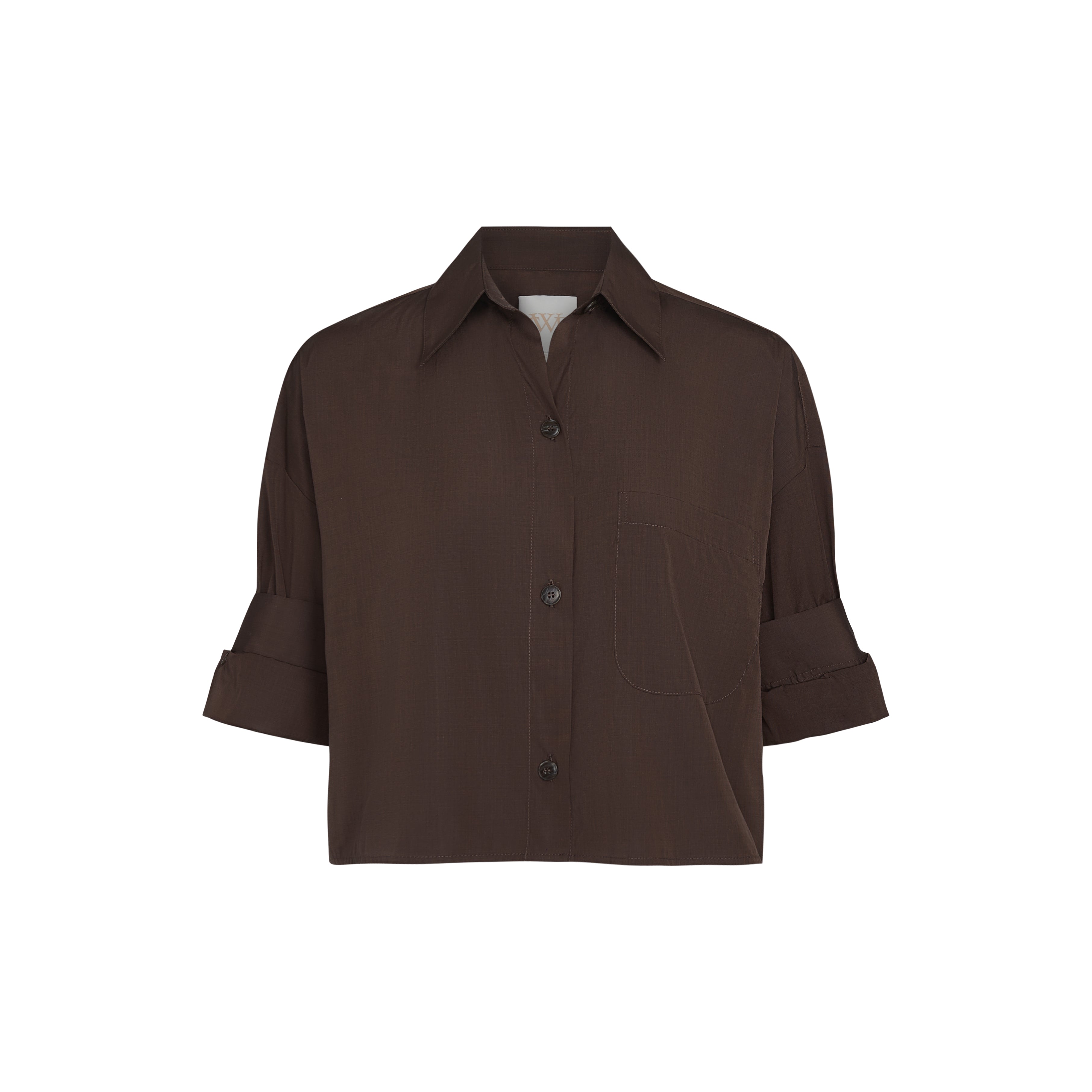 Next Ex Shirt in Superfine Cotton Milk Chocolate