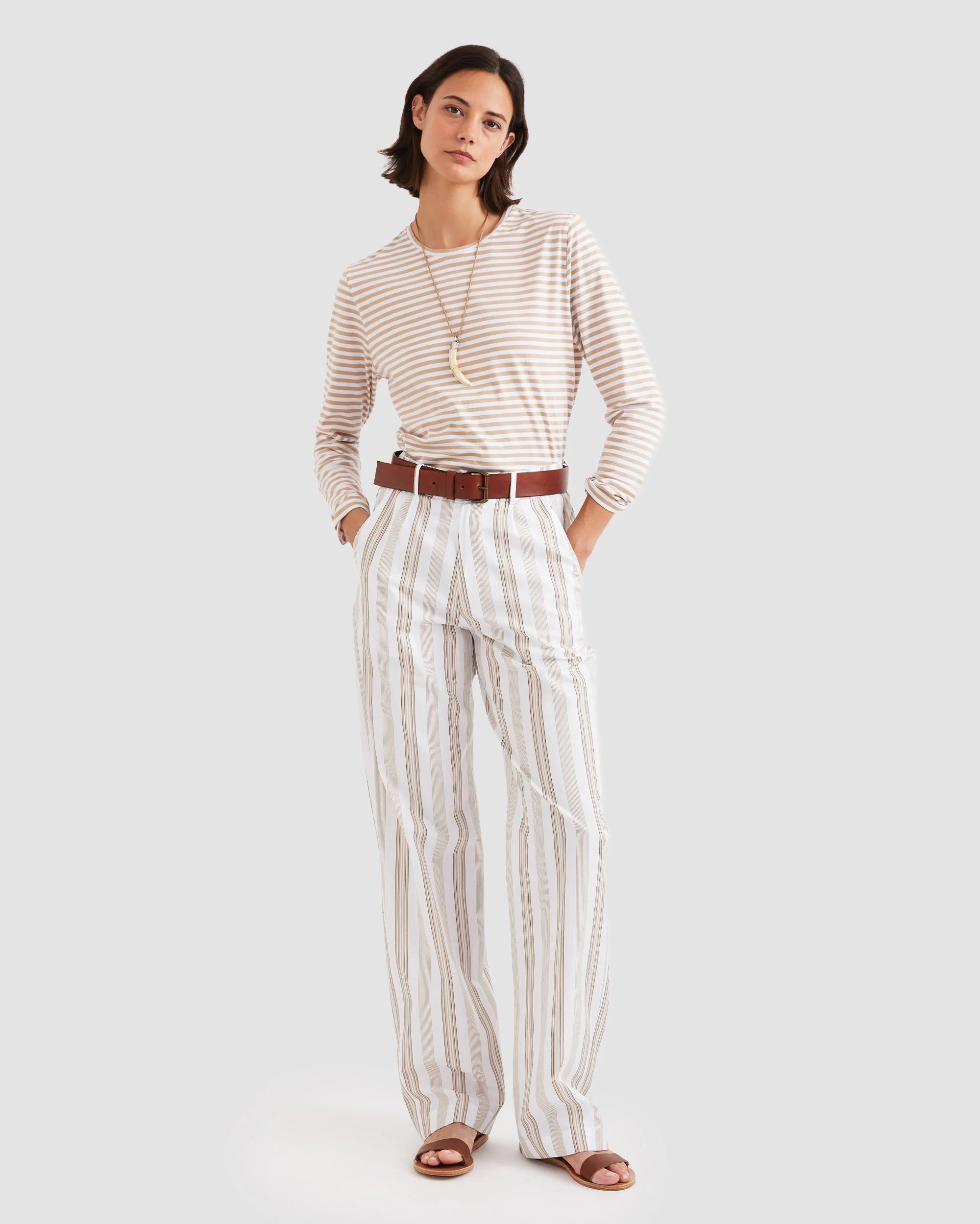 The Modern Long in Khaki/White