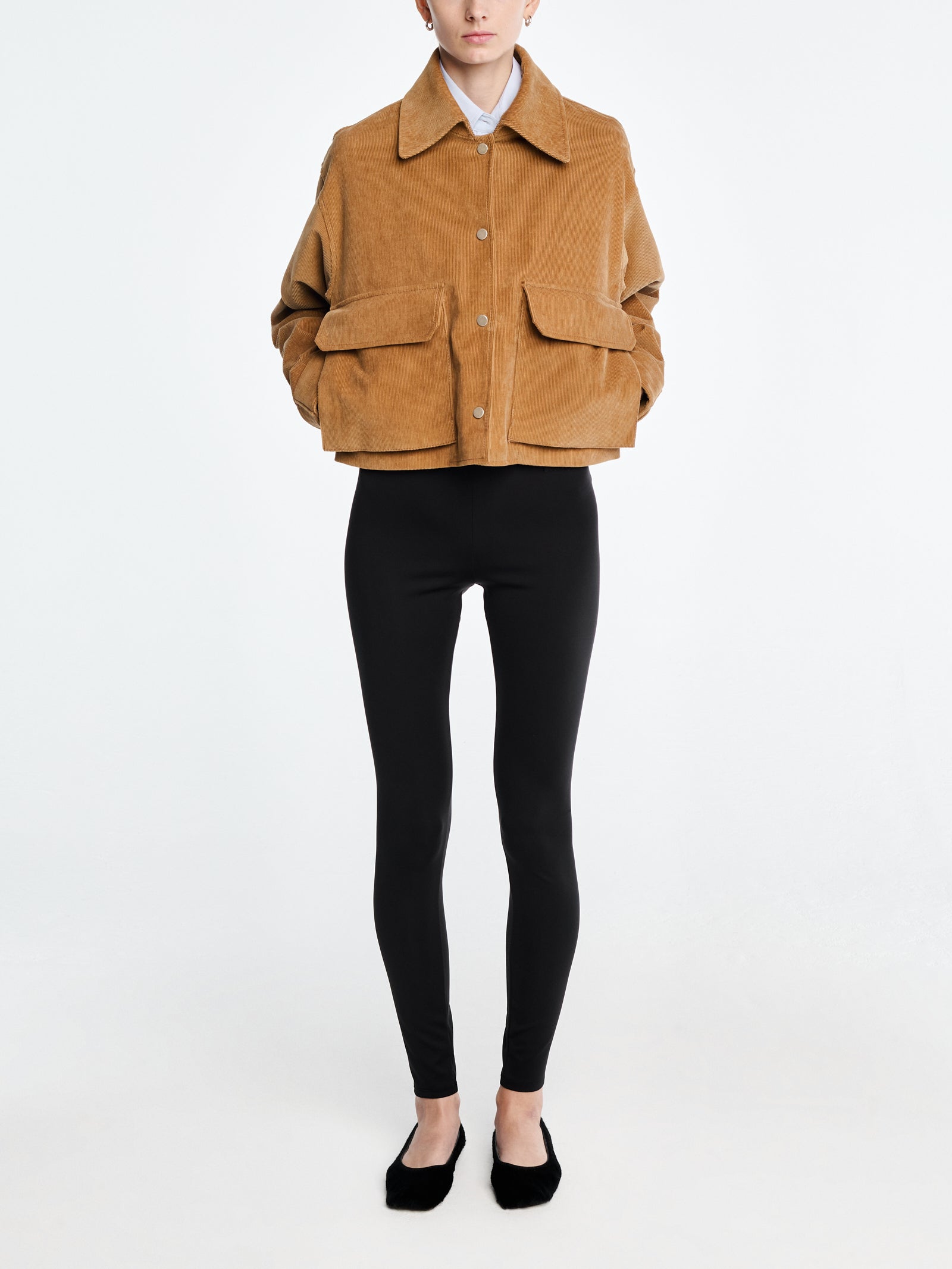 Cropped A-Line Jacket in Caramel