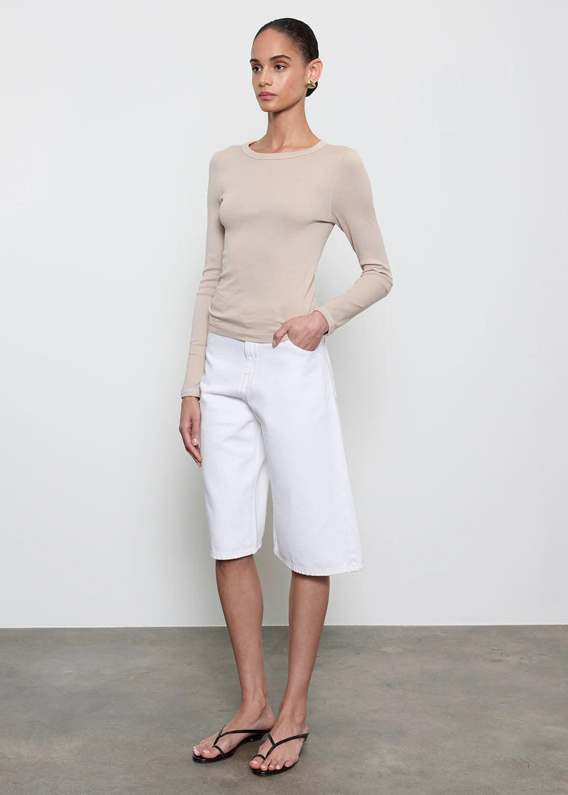 Supima Cotton New Classic Long Sleeve in Stone