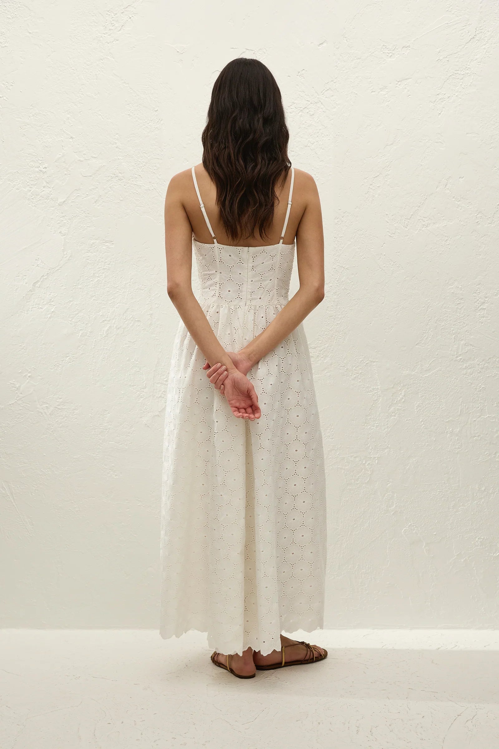 Milana Midi Dress in Dolce Broderie White