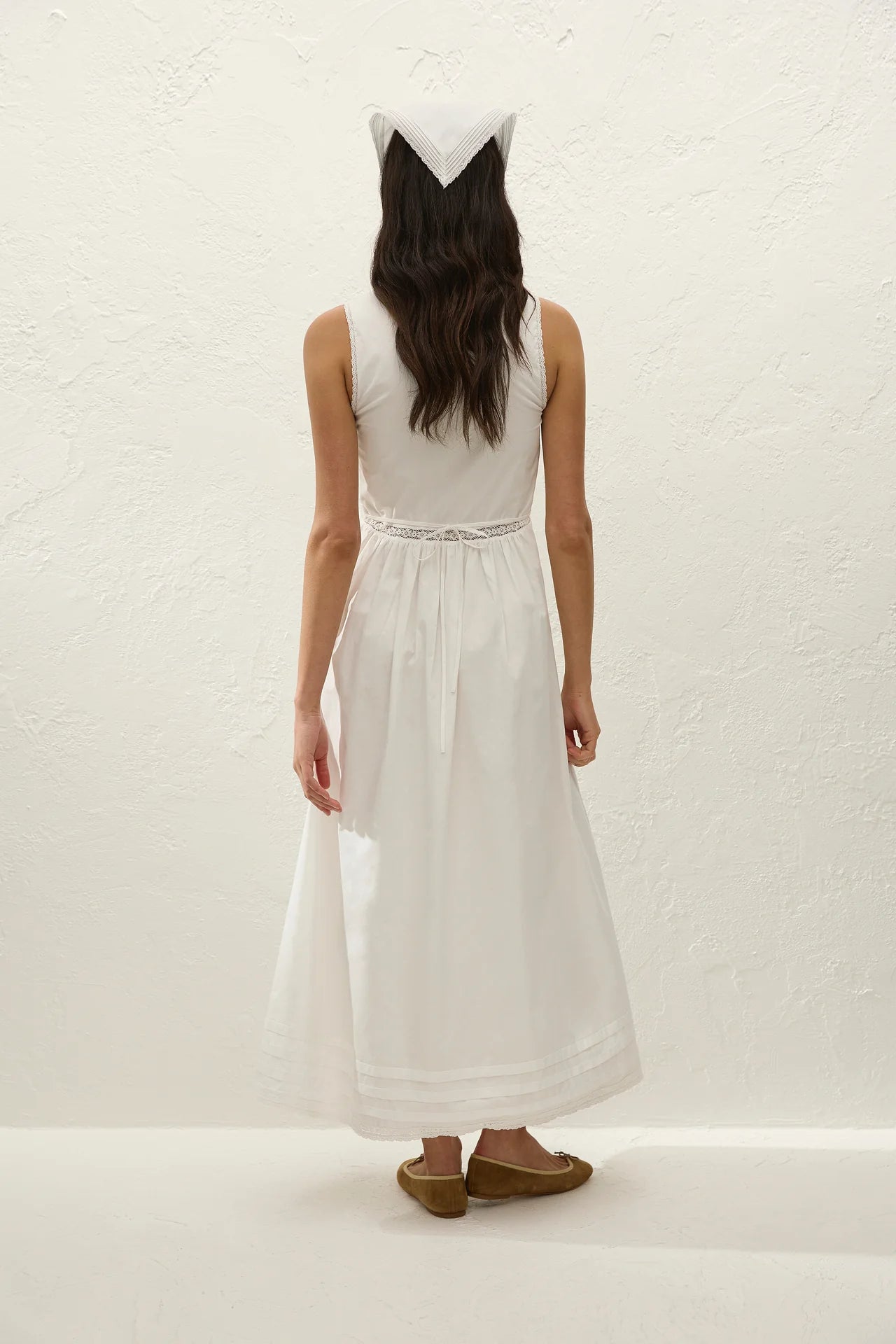 Fiora Midi Dress in Fresco Lace White