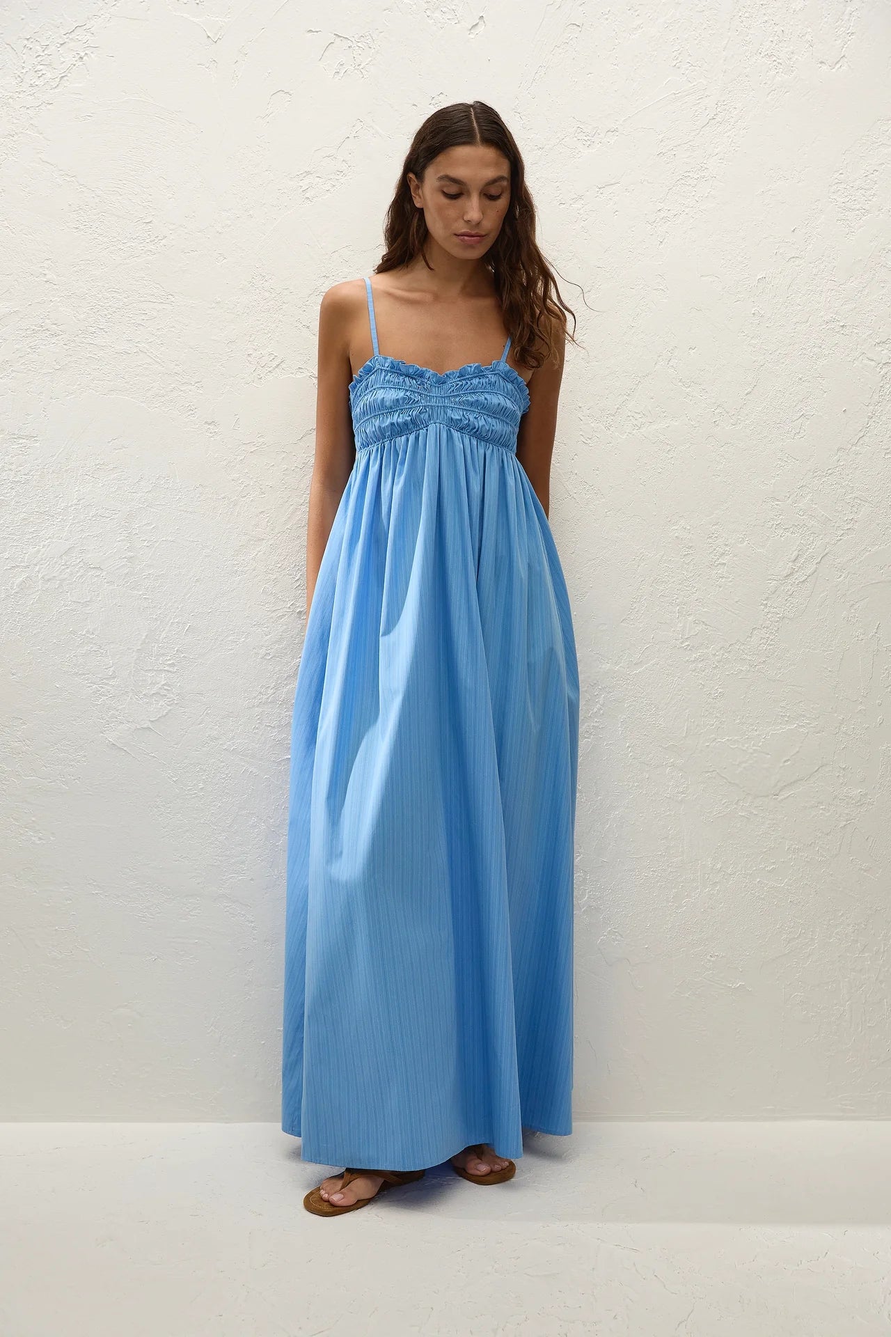 Presa Maxi Dress in Azul Micro Pinstripe