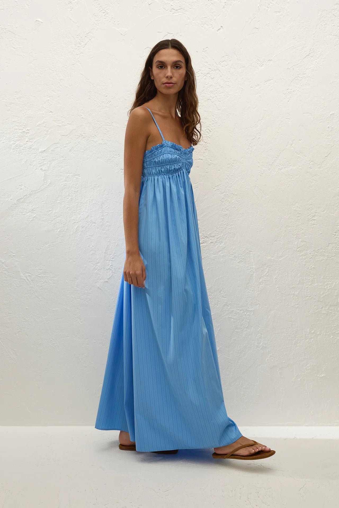 Presa Maxi Dress in Azul Micro Pinstripe