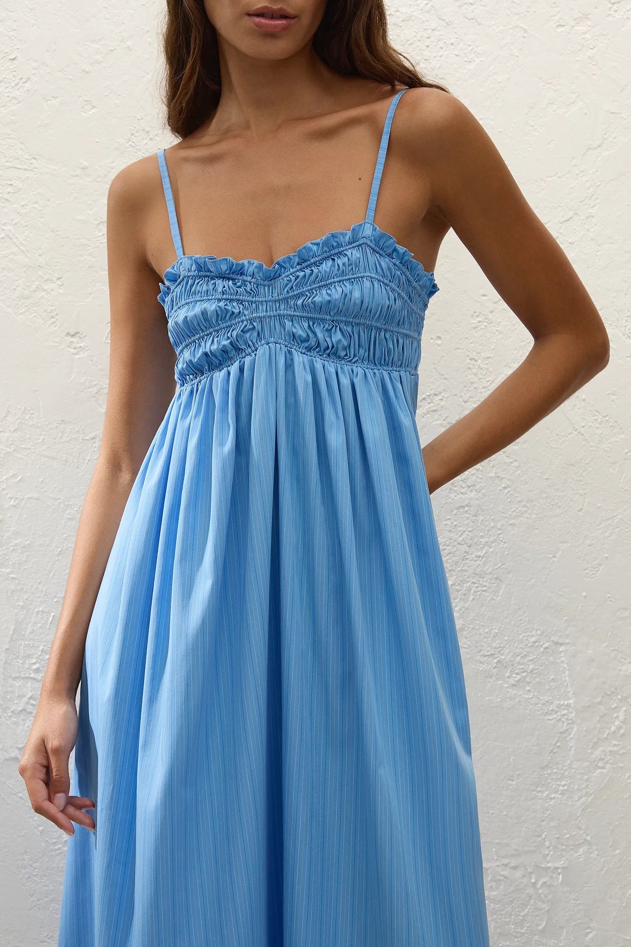Presa Maxi Dress in Azul Micro Pinstripe