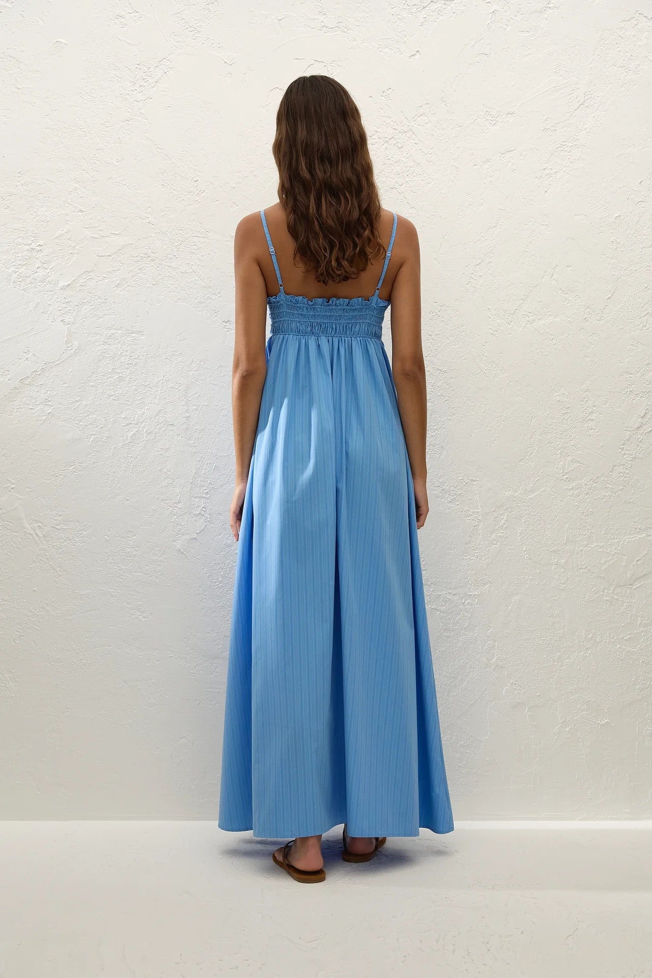 Presa Maxi Dress in Azul Micro Pinstripe