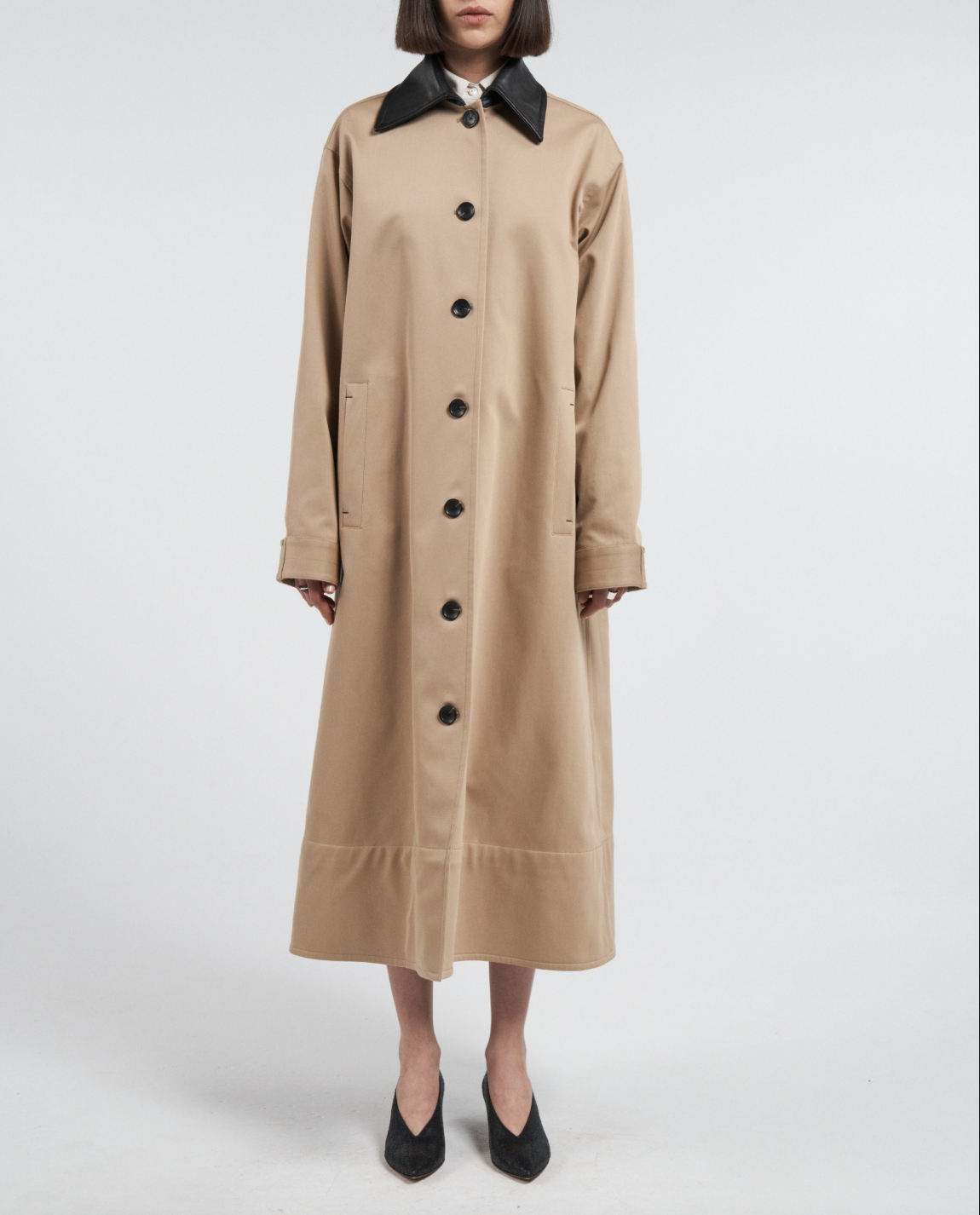 A-Line Swing Coat in Khaki