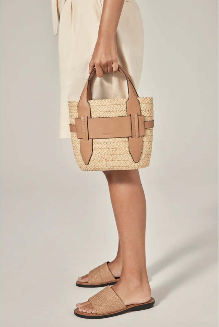 Lipari Tote Small in Natural/ Caramel