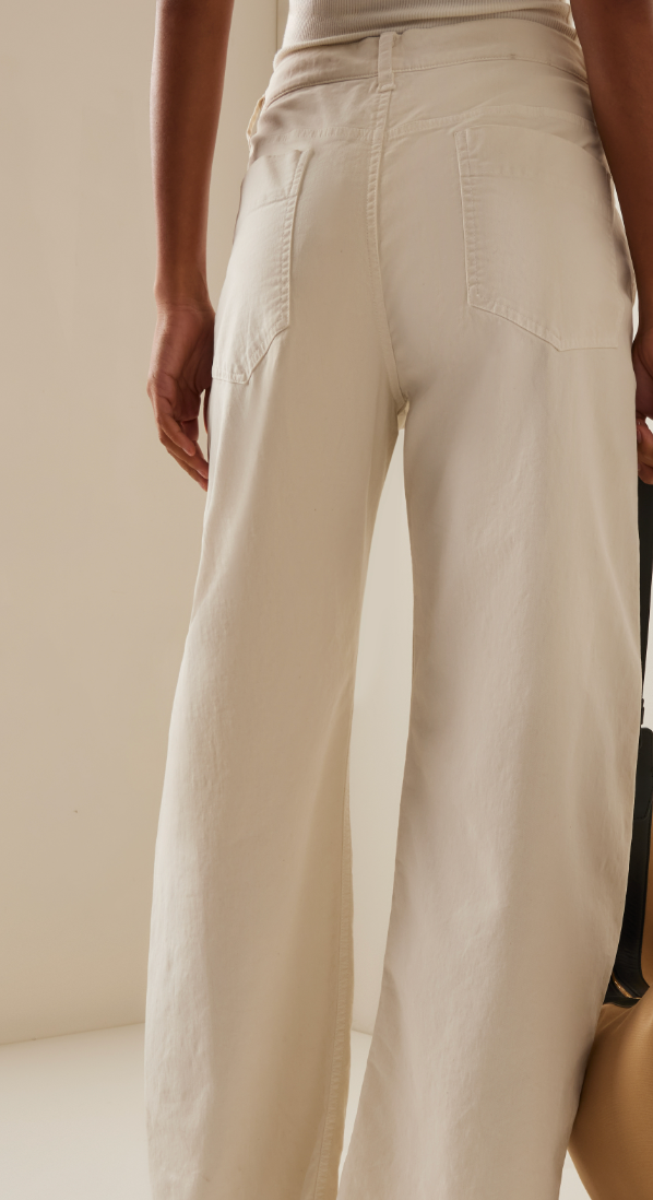 Tribeca Pant in Stone Cotton Twill