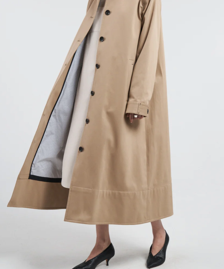 A-Line Swing Coat in Khaki