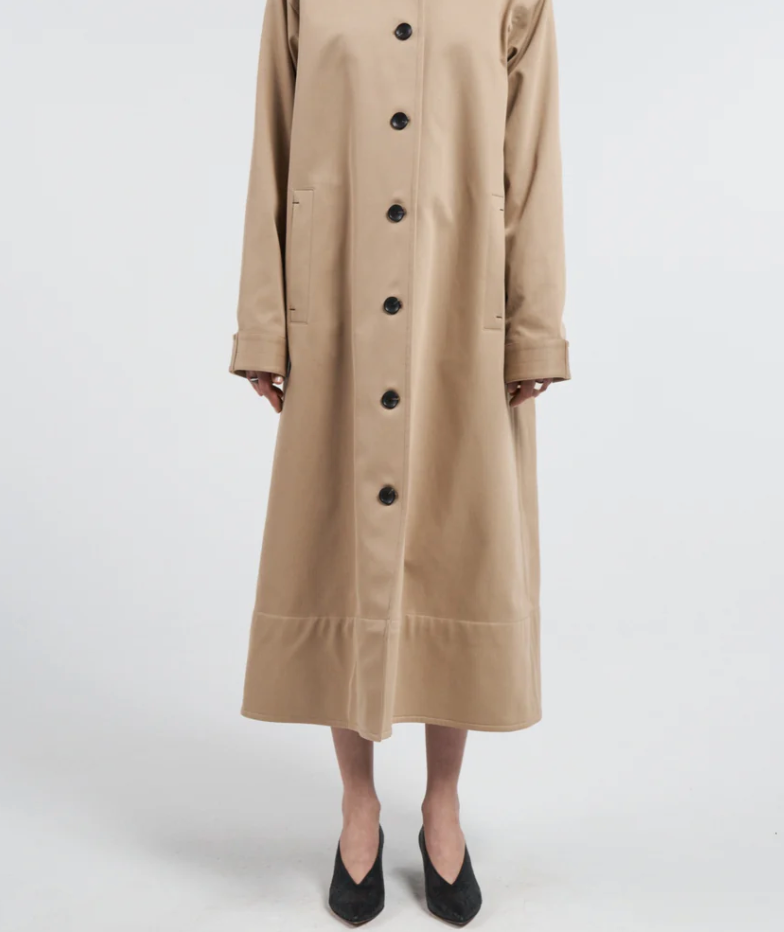 A-Line Swing Coat in Khaki