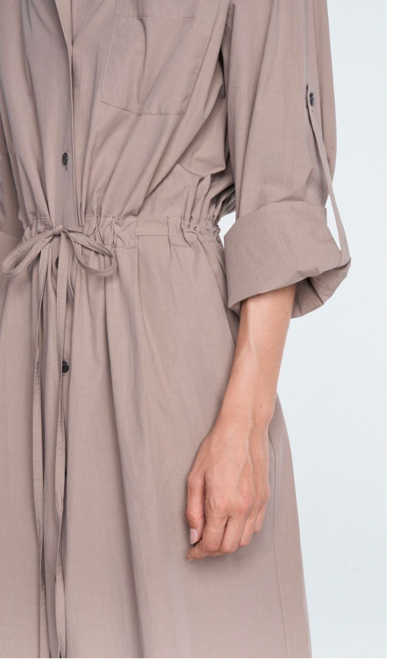 Drawstring Shirt Dress in Mouseback
