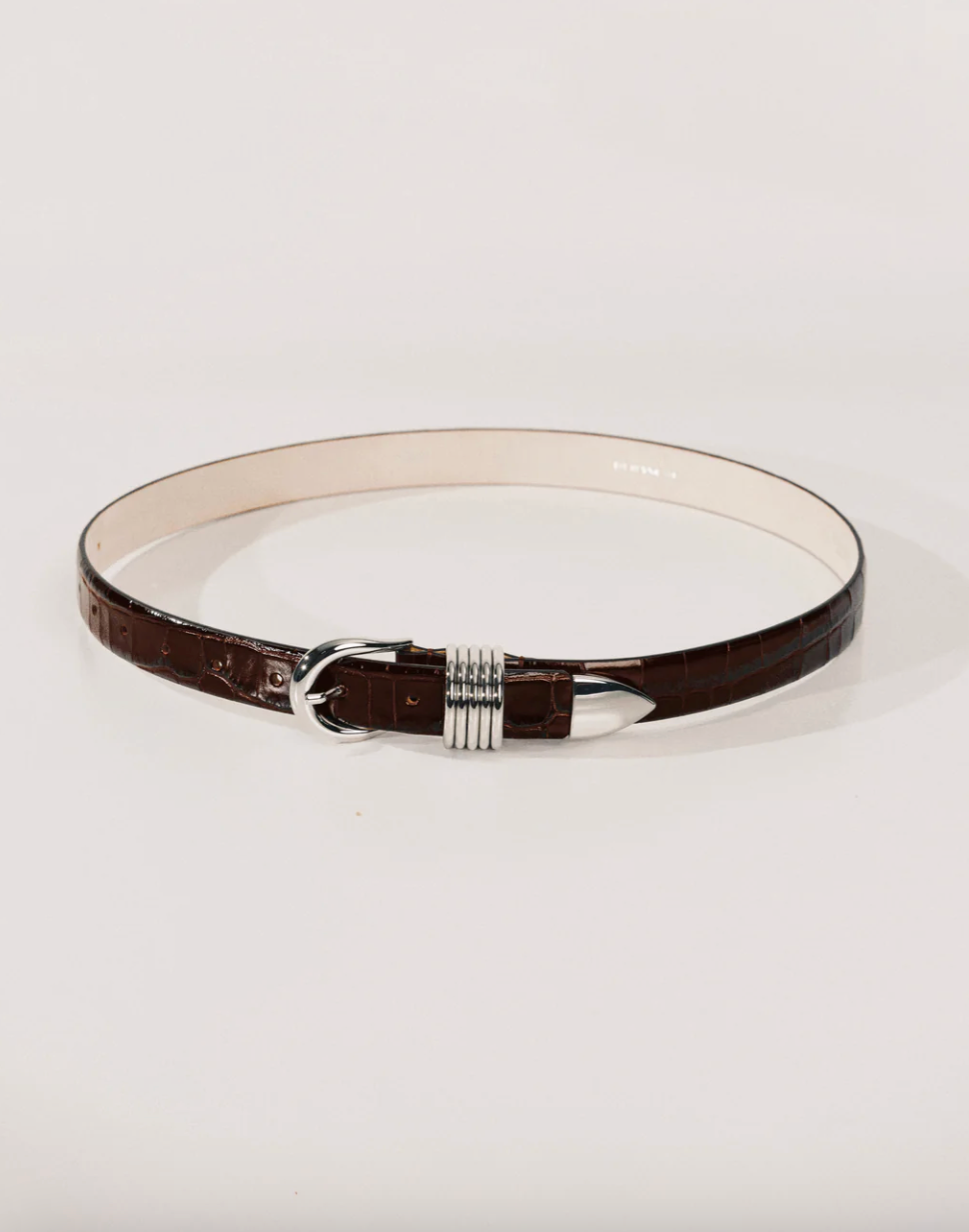 Hollyhock Croco Leather Belt in Dark Chocolate