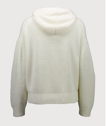 Fisherman Rib Hoodie-Cardigan in Mushroom Melange