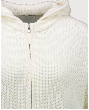 Fisherman Rib Hoodie-Cardigan in Mushroom Melange