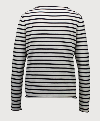 Boatneck Sweater in Heather Grey/White Stripe