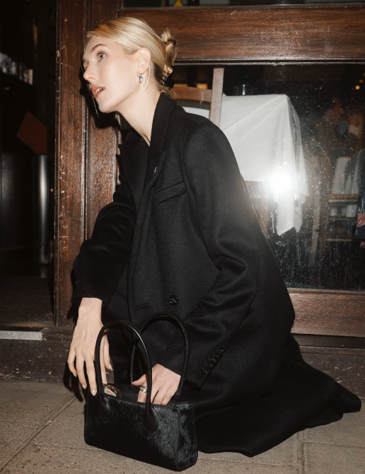 The Lou Bag in Black Calf Hair