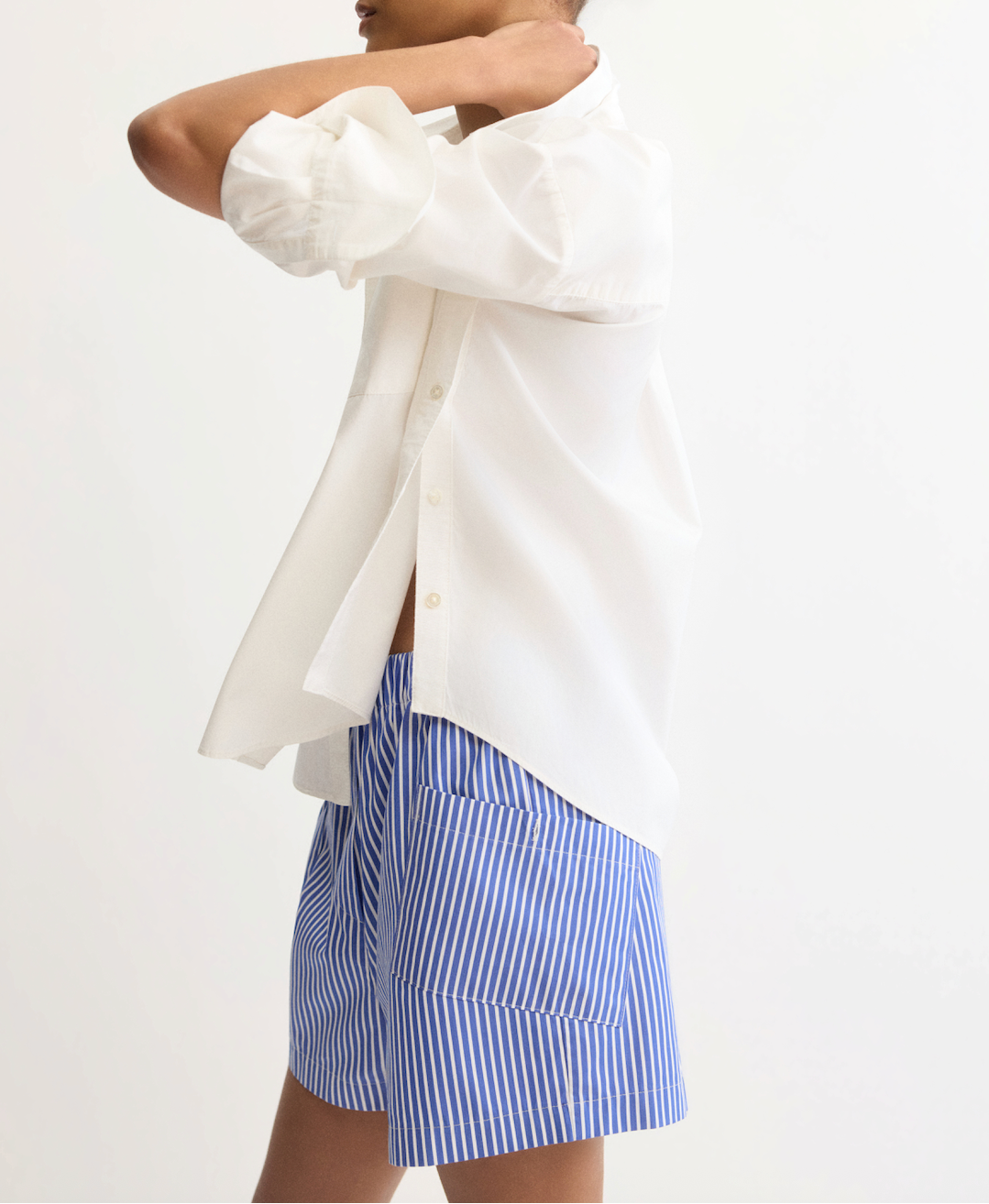 Watts Side Button Shirt in White