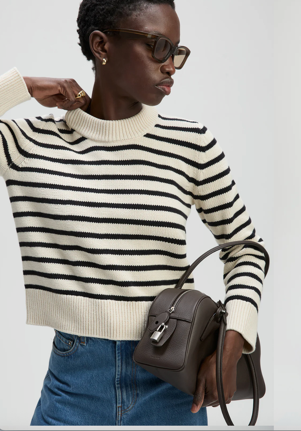 The Favorite Crew in Black & Cream Stripe
