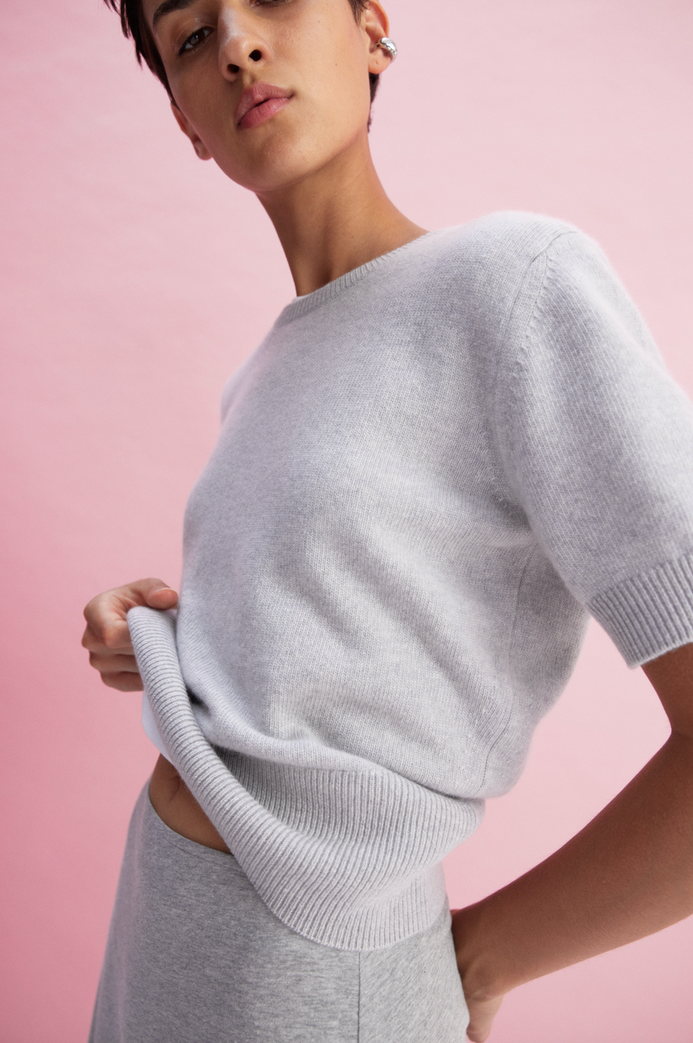 Clarkson Short Sleeve Crew Neck in Grey